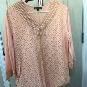 Peach Lace Overlay Tunic